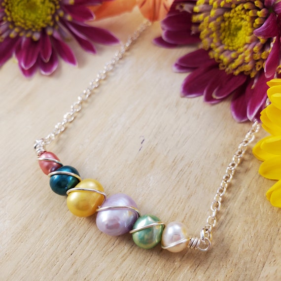 Easter Egg Spring Raise the Bar Wire wrapped pearl Fresh Water Pearl Handmade Necklace by Love is a Seed