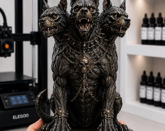 Archivo STL de Cerbero / Estatua del perro infernal de tres cabezas / Modelo para impresión 3D de la mitología griega / Descarga de figura de resina