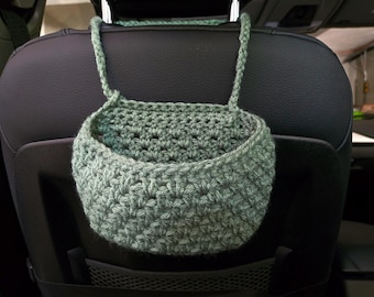 Mini Car Basket. Crochet Car Organizer, Mini Car Trash Bag, Crochet Basket, Storage Bag, Car Accessories - MCB1A-1L-12 colors-Sizes: S-M-L
