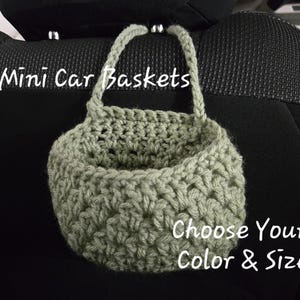 Mini Car Basket. Crochet Car Organizer, Mini Car Trash Bag, Crochet Basket, Storage Bag, Car Accessories - MCB1A-1L-12 colors-Sizes: S-M-L