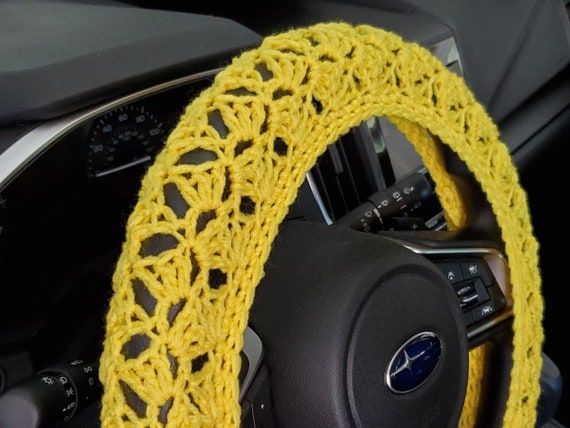 Deep Yellow Steering Wheel Cover Crochet Steering Wheel Cover 