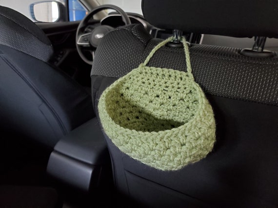 Mini Car Basket. Crochet Car Organizer, Mini Car Trash Bag, Crochet Basket, Storage Bag, Car Accessories - MCB1A-1L-12 colors-Sizes: S-M-L