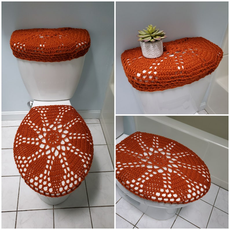 Crochet Toilet Tank Lid Cover toilet seat cover bathroom Etsy