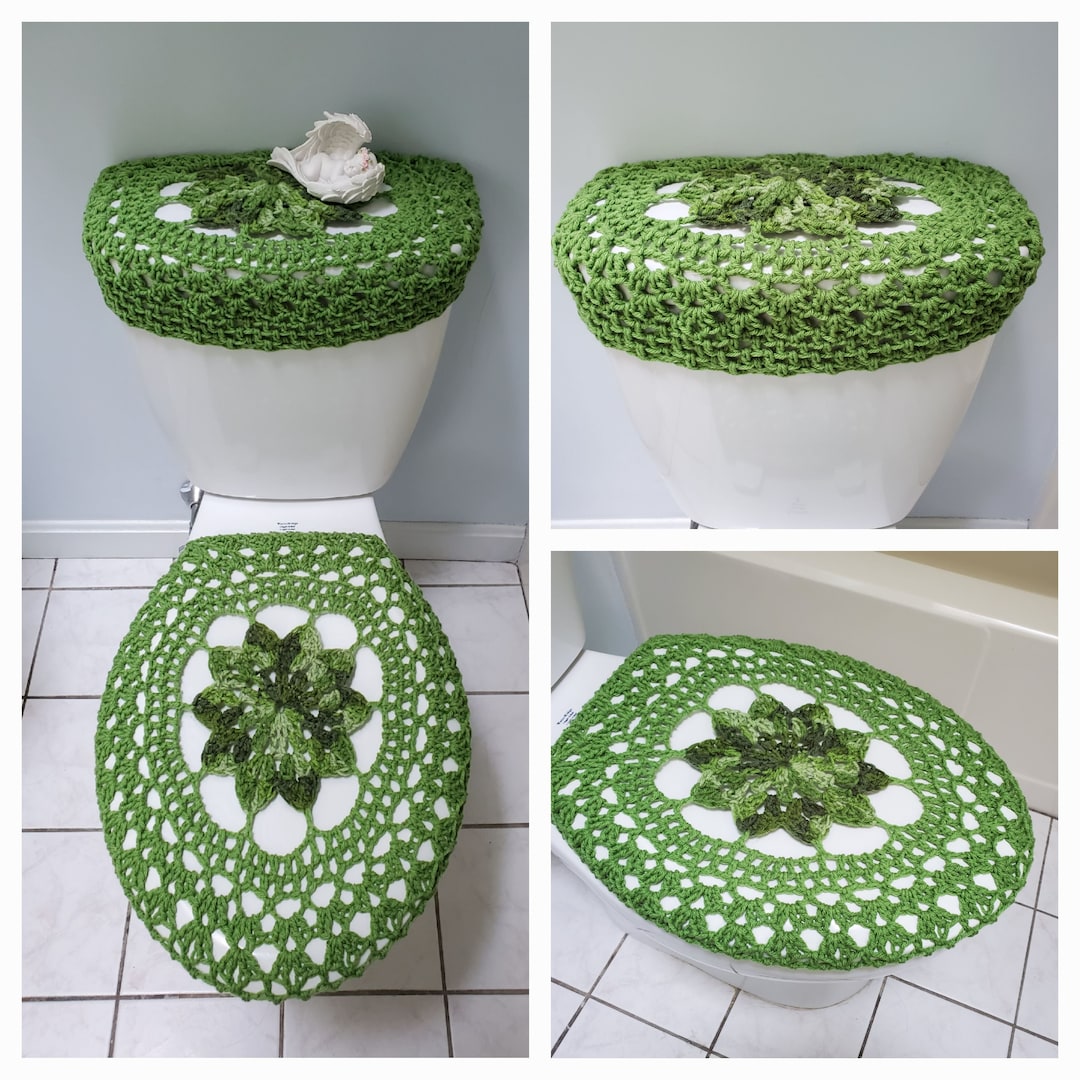 Crochet Toilet Tank Lid Cover or Crochet Toilet Seat Cover Lush/green Tones TTL30W or TSC30W Etsy