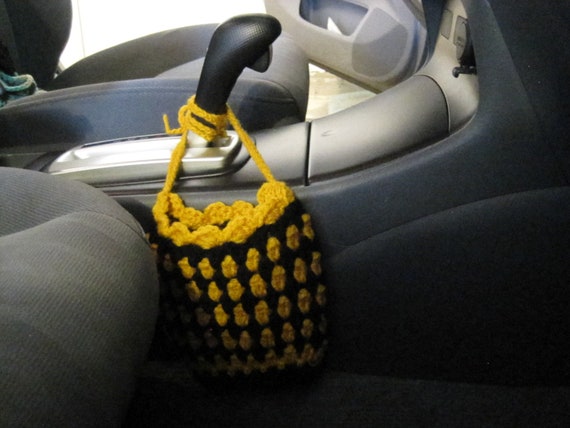 Crochet Car Cell Phone Holder, Car Basket. Car Accessories CCPH1B-1J 4  Styles Left 