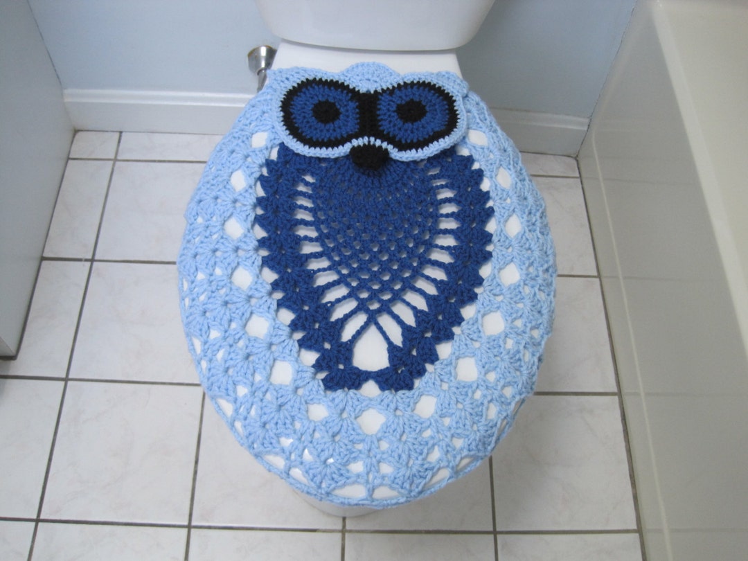 Crochet Owl Toilet Seat Cover Light Blue/blue Suede OTSC1E Etsy