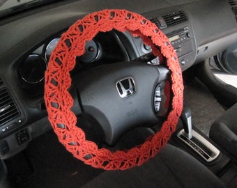 Steering wheel cover, Crochet Steering Wheel Cover, Steering Wheel Cover - coral (CSWC 12L)