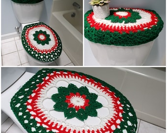 Holiday Toilet Seat Cover or Holiday Toilet Tank Lid Cover- cherry red/paddy green/white (TSC17L or TTL17L)