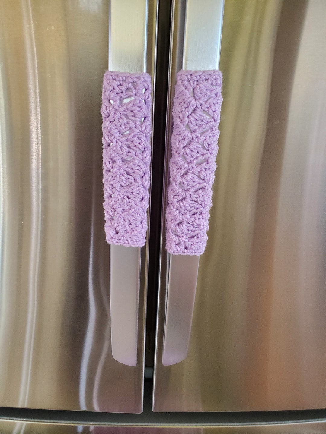 Purple - Bengal Kantha Work Reversible Fridge Handle Cover (Set of 2) 39