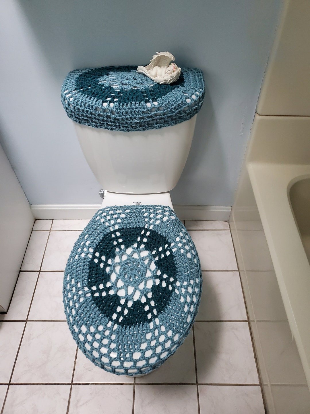 Set of Crochet Toilet Seat Cover and Tank Lid Cover Bathroom Etsy