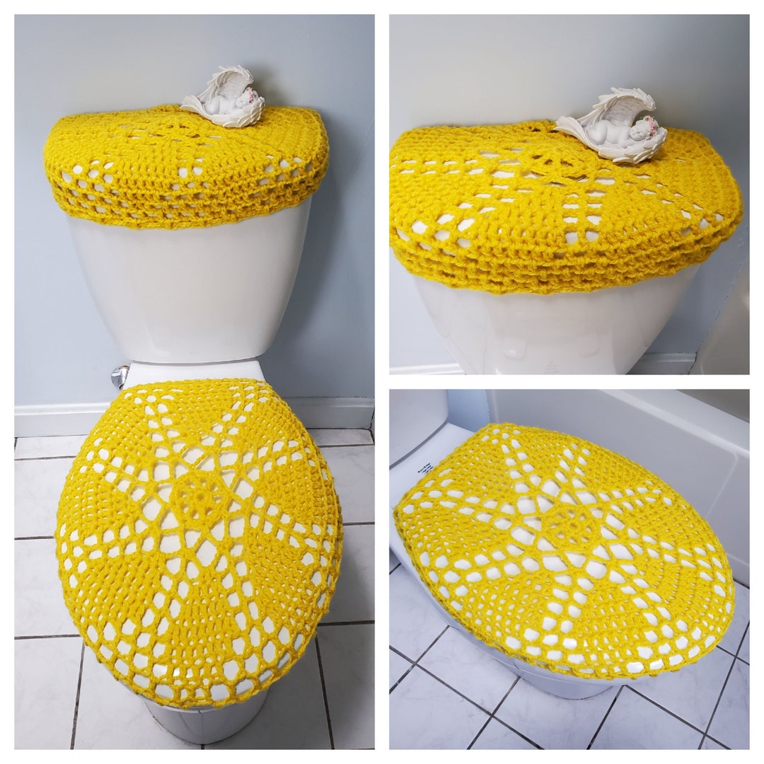 Crochet Toilet Seat Cover Tank Lid Cover Bathroom Beauty Etsy