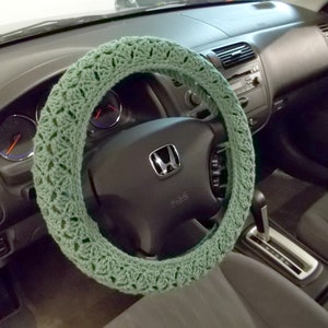 Crochet Steering Wheel Cover, Steering Wheel Cover, Car Accessories -CSWC01R-light sage & 2 other colors