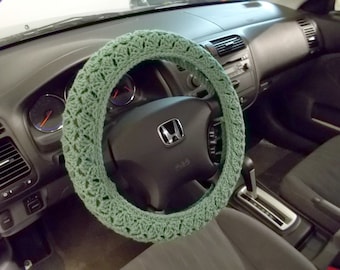 Crochet Steering Wheel Cover, Steering Wheel Cover, Car Accessories -CSWC01R-light sage & 2 other colors