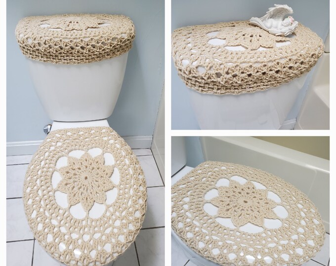 Suhoaziia Beach Waves Toilet Lid And Tank Cover Set Stretchable With Elastic Bottom Keep Toilet Bathroom Clean Skin Friendly Lid Cover Set