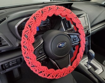 Steering wheel cover, Crochet Steering Wheel Cover, Steering Wheel Cover  - pastel coral (CSWC 12T) - acrylic yarn