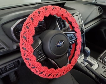 Steering wheel cover, Crochet Steering Wheel Cover, Steering Wheel Cover  - pastel coral (CSWC 12T)