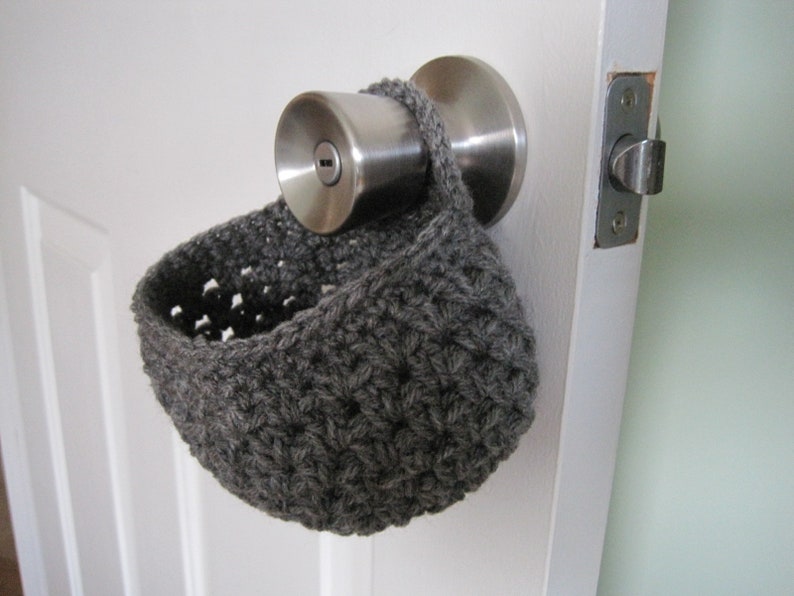 Crochet Door Knob Basket Hanging Organizer Key Holder Etsy