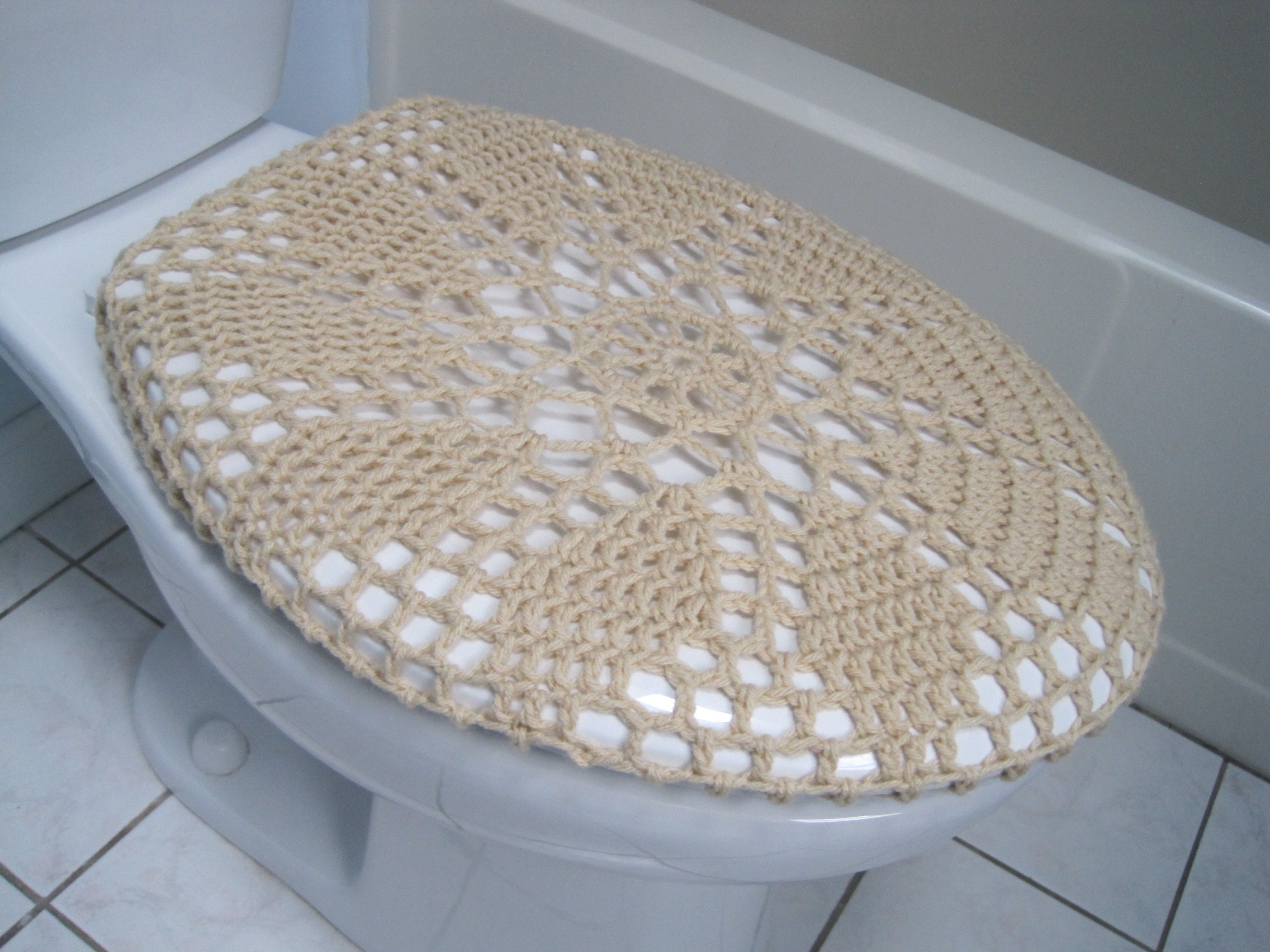 Cubierta del asiento del inodoro de ganchillo tapa de la tapa Etsy
