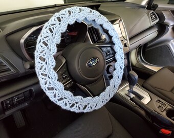 Steering wheel cover, Crochet Steering Wheel Cover, Steering Wheel Cover  - CSWC 12DD-soft blue