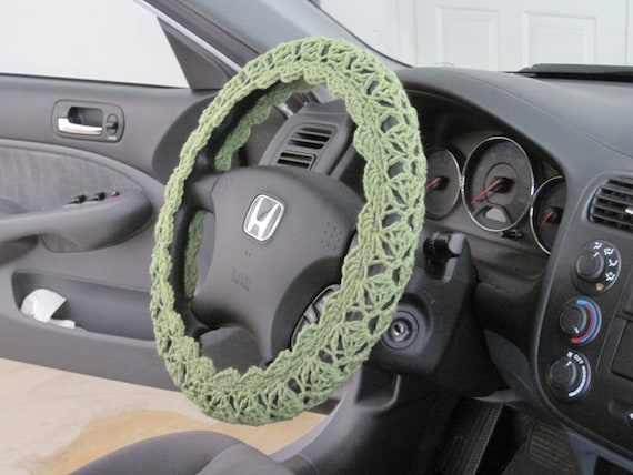 Cute Steering Wheel Covers - Sage Green Daisy