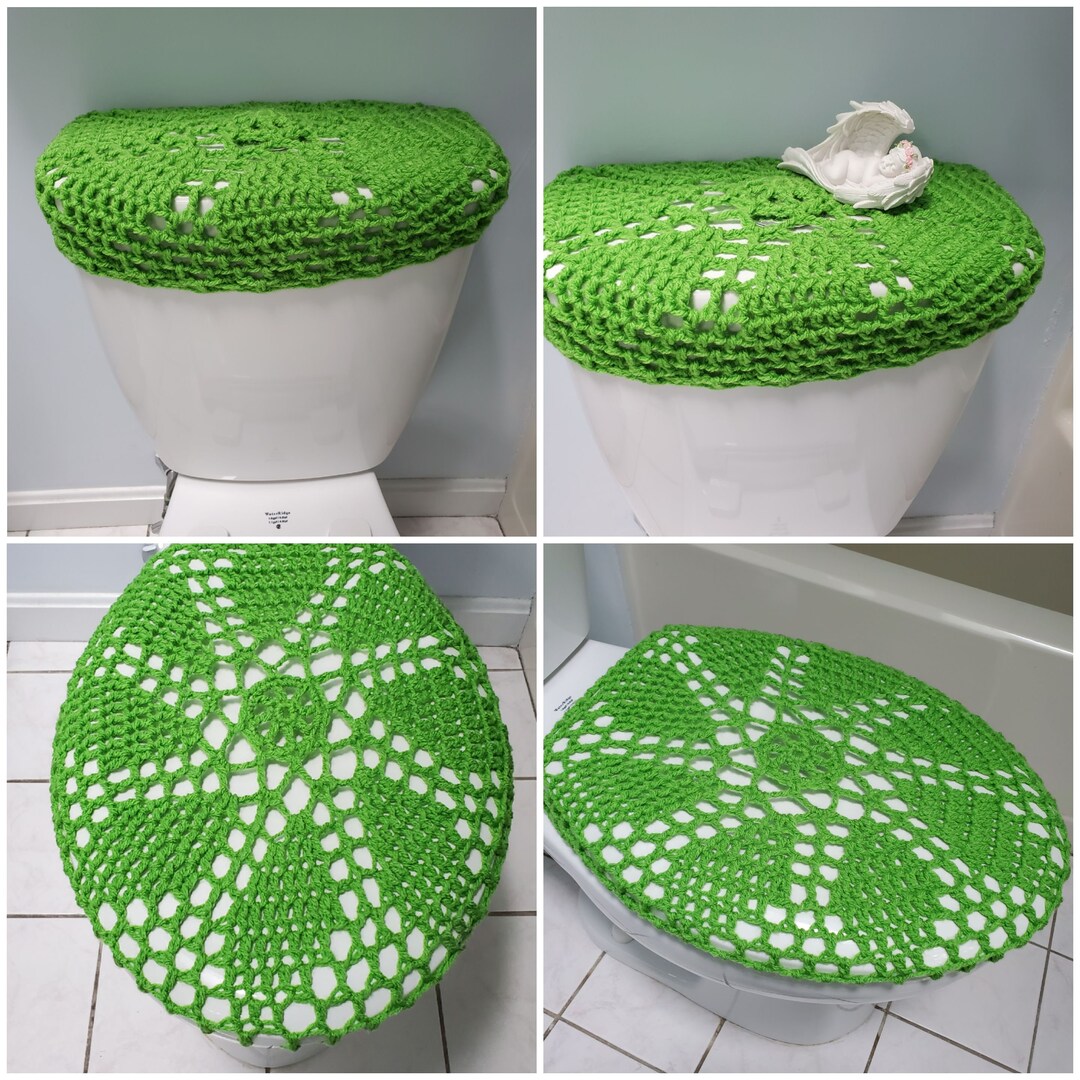 Crochet Toilet Seat Cover Tank Lid Cover Bathroom Beauty Etsy