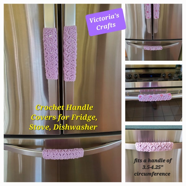 Fridge Handle Cover, Crochet Handle Cover for Dishwasher or Stove, Refrigerator Handle Cover - soft purple - RHC1E - Sizes: S-M-L