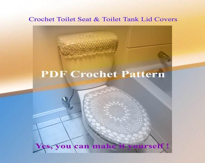 Set of 2 Crochet Patterns Toilet Seat Cover 8VC2012 & Toilet Tank Lid