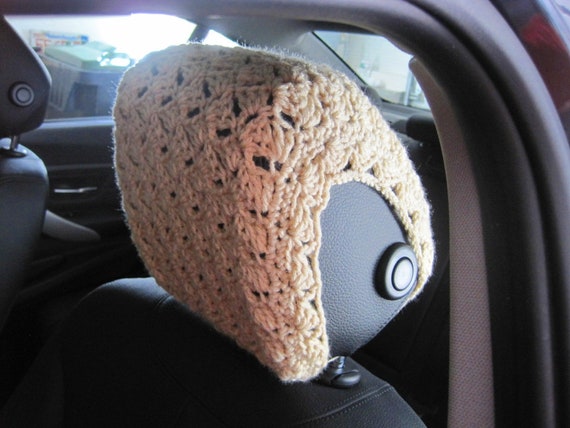 Car Front Seat Headrest Covers, Headrest Cozy Crochet or Knit 4 Styles Left  
