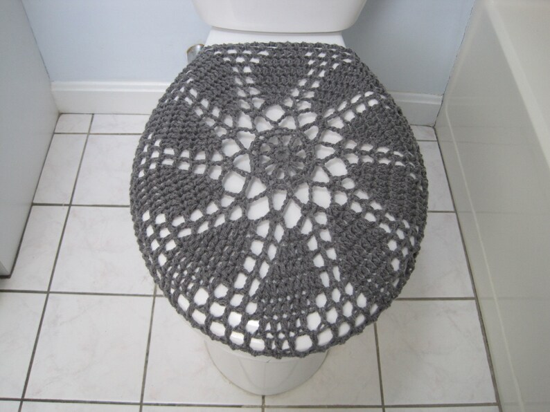 Crochet Toilet Seat Cover Or Tank Lid True Grey Crochet Toilet Seat Cover Or Tank Lid
