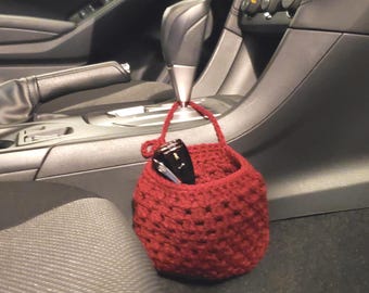 Mini Car Basket. Crochet Car Organizer, Mini Car Trash Bag, Crochet Basket, Car Caddy, Car Storage Bag - MCB1A-1L-12 colors-Sizes: S-M-L