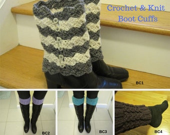 Knit Boot Cuffs, Boot Toppers, Leg Warmers , crochet boot topper - 3 styles left