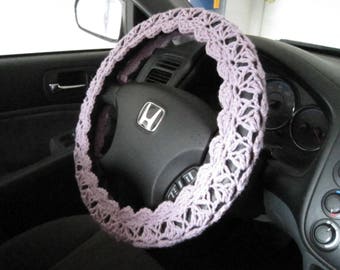 Steering wheel cover, Crochet Steering Wheel Cover - pale plum (CSWC 12R)