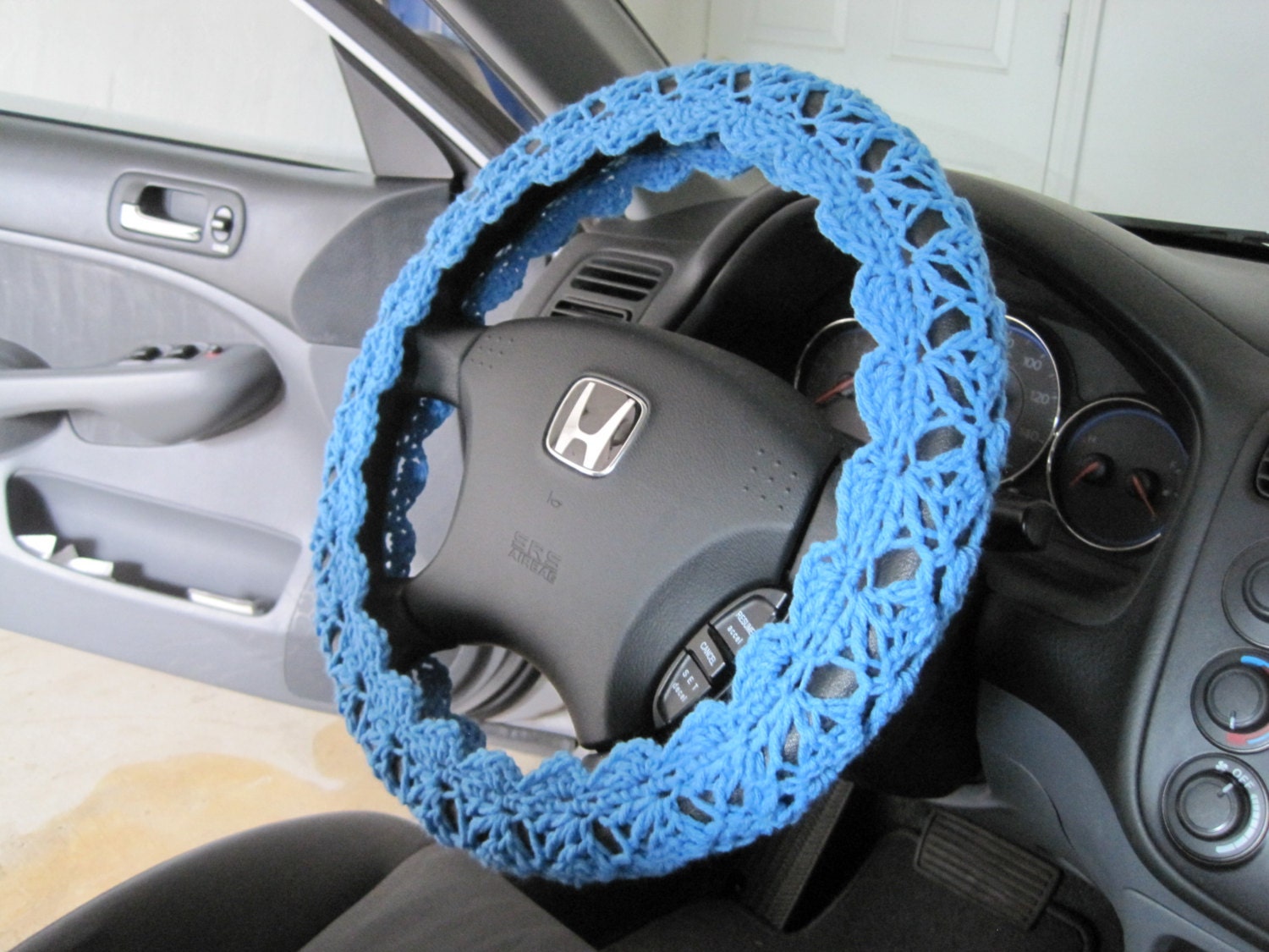 Crochet Steering Wheel Cover Wheel Cozy hot blue CSWC 12N | Etsy