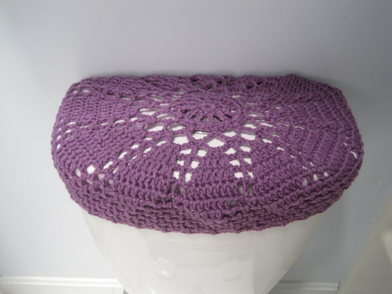 TTL27A or TSC27A Crochet Toilet tank lid Cover medium purple toilet seat cover bathroom decor