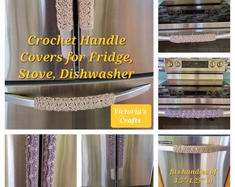 Refrigerator Handle Cover, Crochet Handle Cover for Dishwasher or Stove, Fridge Handle Cover, Home Decor - medium gray - RHC1A - Size: S & L