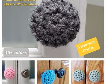 Crochet Cabinet Door Knob Cover, Cabinet Door Knob Covers, Wall Protector, Home Decor - 20 colors - CKC2A-2T  Fits 1-1.25" knobs