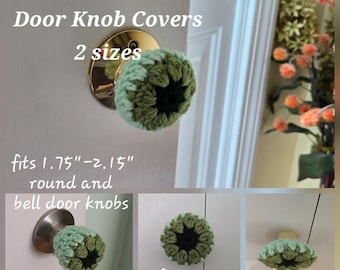 Crochet Green Hydrangea Door Knob Cover, Cabinet Wall Protector, 2 sizes Floral Home Decor - FDKC1F