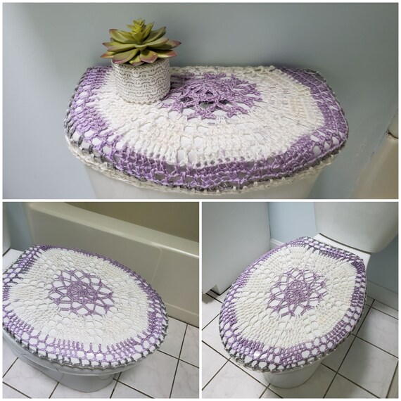 Crochet Toilet Seat Cover Tank Lid Cover Bathroom Decor Etsy