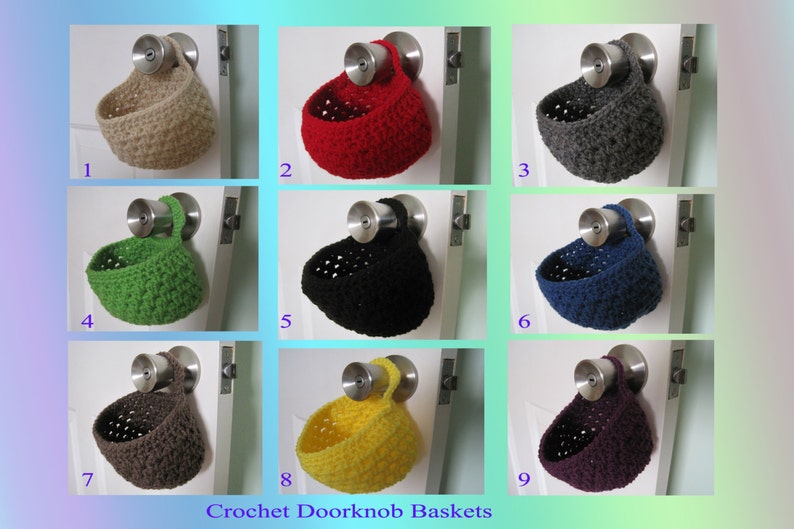Crochet Door Knob Basket Hanging Organizer Key Holder Etsy