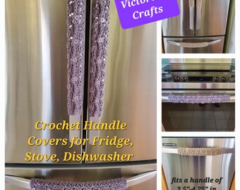 Refrigerator Handle Cover, Crochet Handle Cover for Dishwasher or Stove, Fridge Handle Cover, Home Decor - medium gray - RHC1A - Size: S & L
