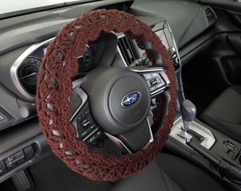 Steering wheel cover, Crochet Steering Wheel Cover, Steering Wheel Cover  - deep brown (CSWC 12Xdb)