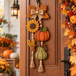 Decorazione autunnale in legno da appendere, ornamento da parete a forma di zucca e girasole, decorazione autunnale rustica per porta in stile fattoria, decorazione per la casa per il raccolto del Ringraziamento.