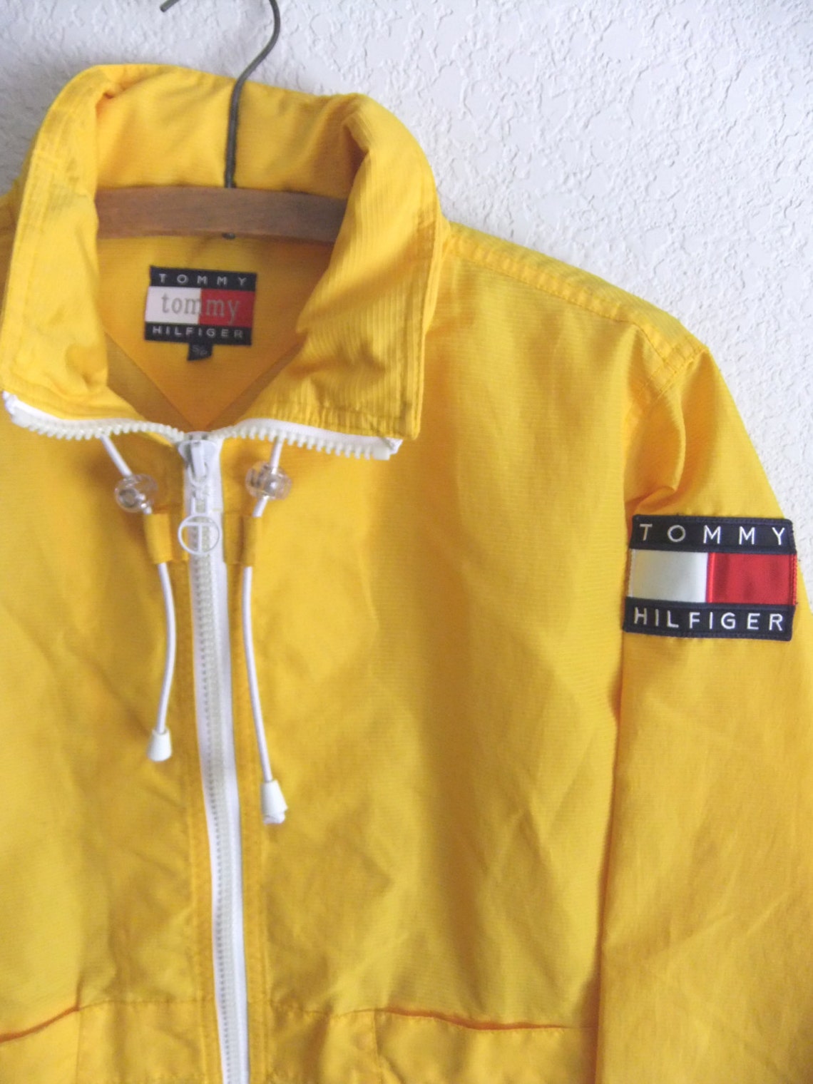 90s Tommy Hilfiger Anorak Raincoat Club Kid Yellow Textured Etsy