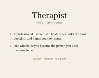 Therapist Definition Print, Funny Therapist Gift Wall Art, Therapist Appreciation Printable, Instant Digital Download