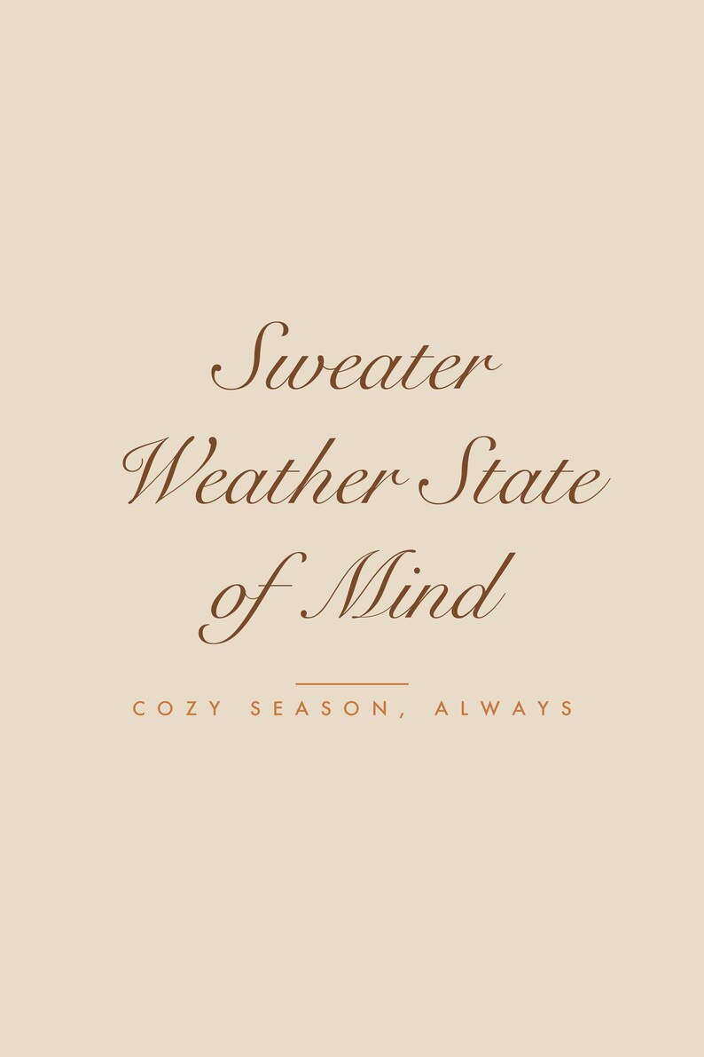 Sweater Weather Print Autumn Wall Art | Cozy Fall Printable Quote | Minimalist Typographic Home Decor Digital Download image 1