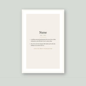Nurse Definition Print, Funny Nurse Gift Wall Art, Nurse Appreciation Printable, Instant Digital Download image 6