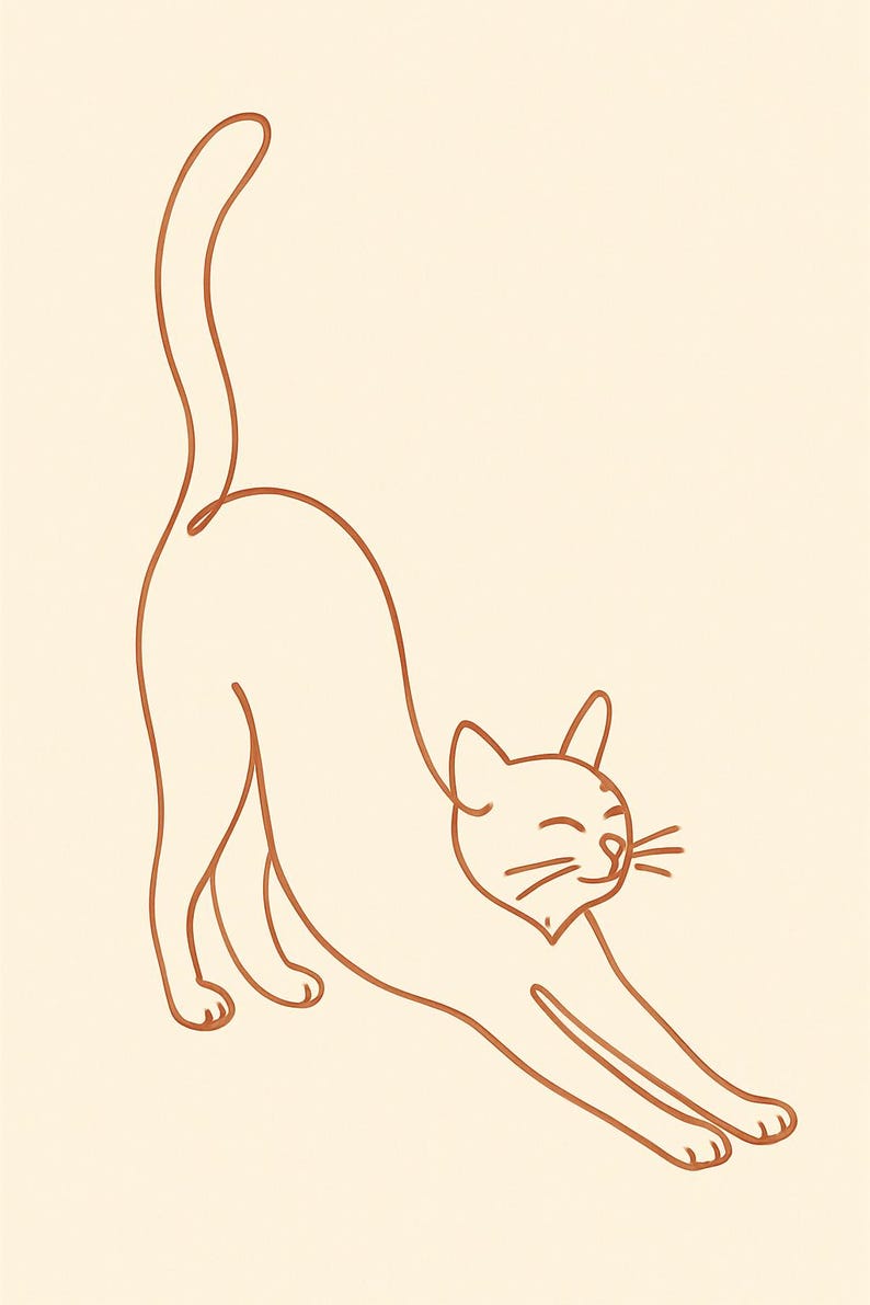 Orange Tabby Line Art Set, Orange Tabby Cat Line Art Wall Art, Printable Gallery Wall Set of 3, Instant Digital Download image 3