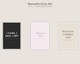 Sarcastic Gym Wall Art Set of 3, Funny Gym Humor Prints Bundle, Printable Gallery Set, Instant Download