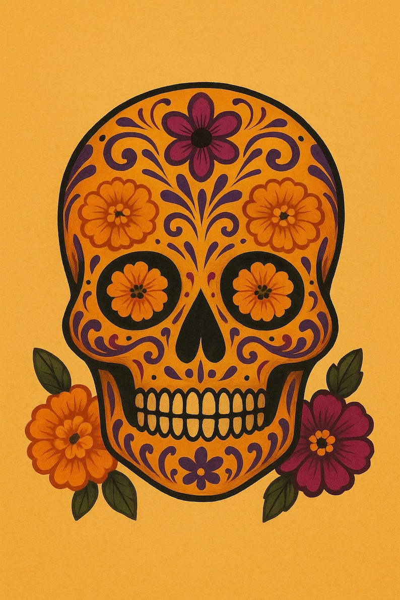 Día de los Muertos Set, Dia De Los Muertos Wall Art, Printable Gallery Wall Set of 4, Instant Digital Download image 6