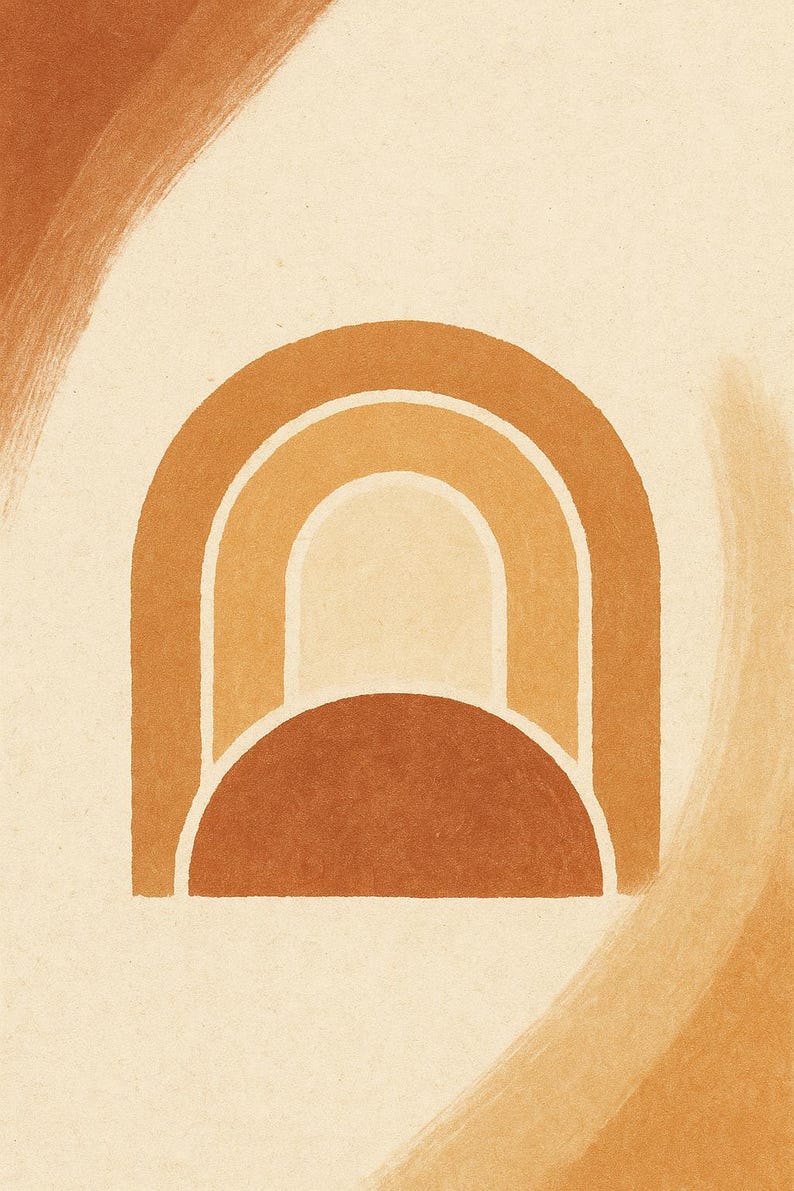 Terracotta Arch Abstract, Terracotta Arch Abstract Wall Art, Printable Gallery Wall Set of 2, Instant Digital Download image 3